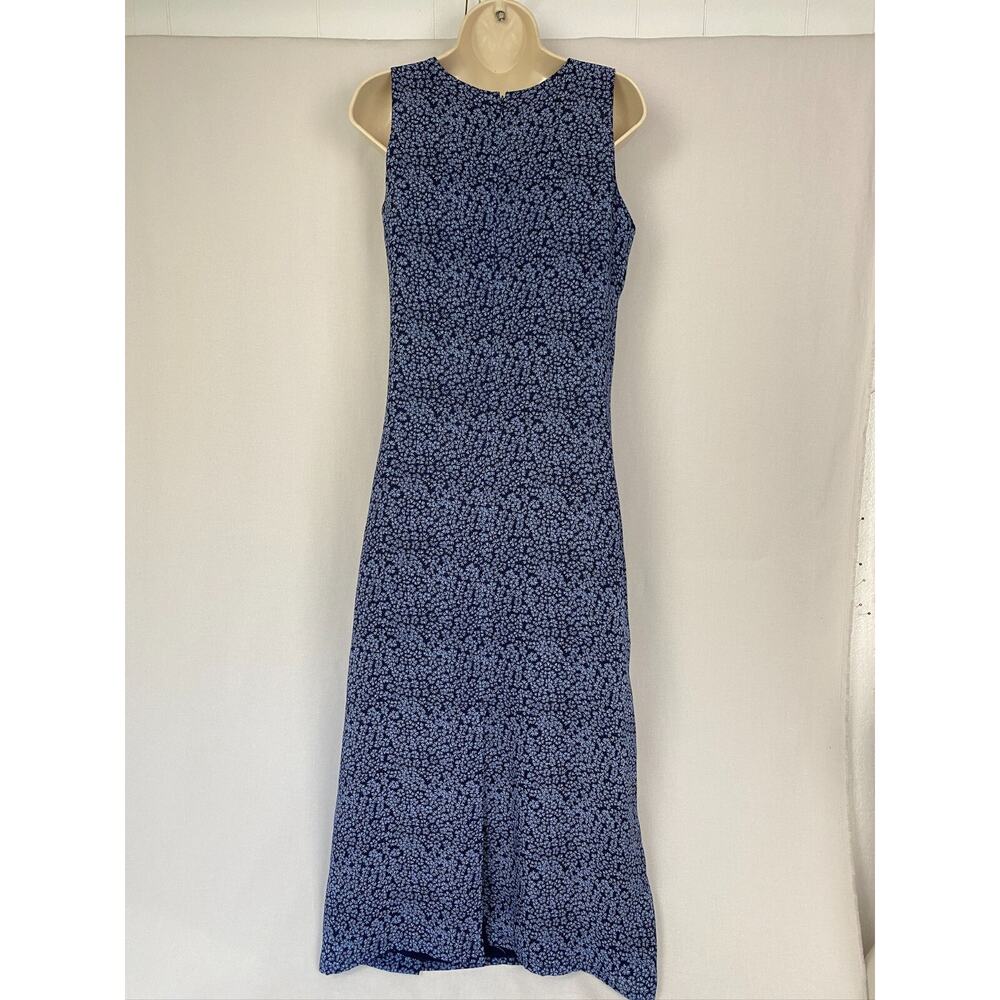 Vintage 90s Old Navy Maxi Dress Womens 6 Blue Dark Floral Dainty Cottage Sheath - Picture 4 of 12